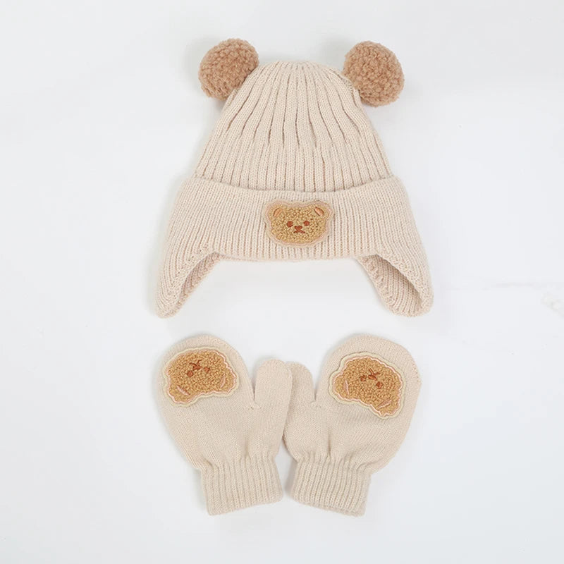 Citgeett Autumn Kids Girls Boys Hat and Gloves Set Cartoon Winter Knit Beanie Cold Weather Accessories