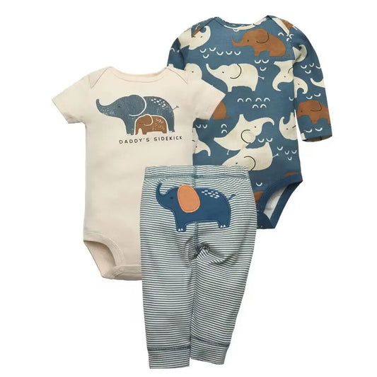 Newborn Baby Clothes Set Baby Boy Born Clothing 3PCS Bodysuit+Pants Outfit Toddler Girl Suit Infant Pajama Pure Cotton Sets