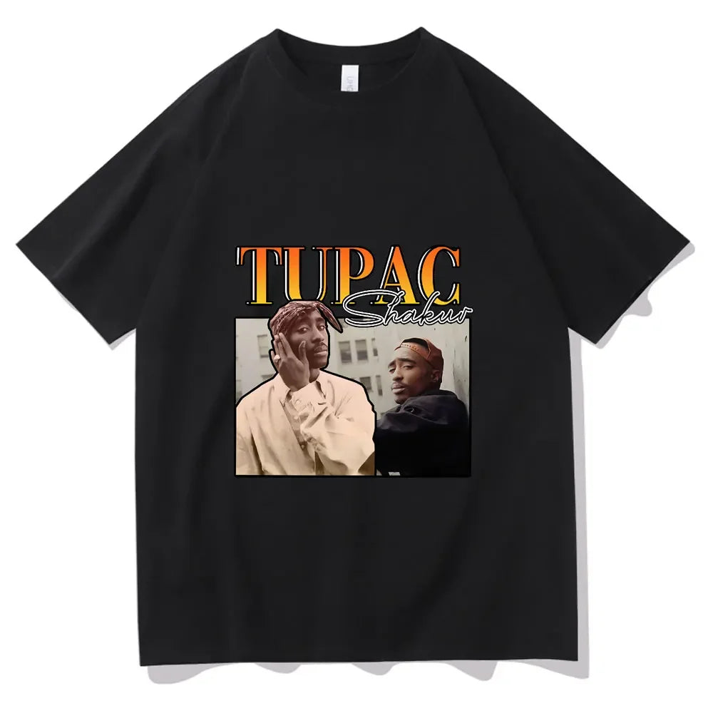 Rapper Tupac Hip Hop T-shirts Graphic Print Y2K Men T Shirt Streetwear Tops Unisex Harajuku Casual Oversized Cotton Tees