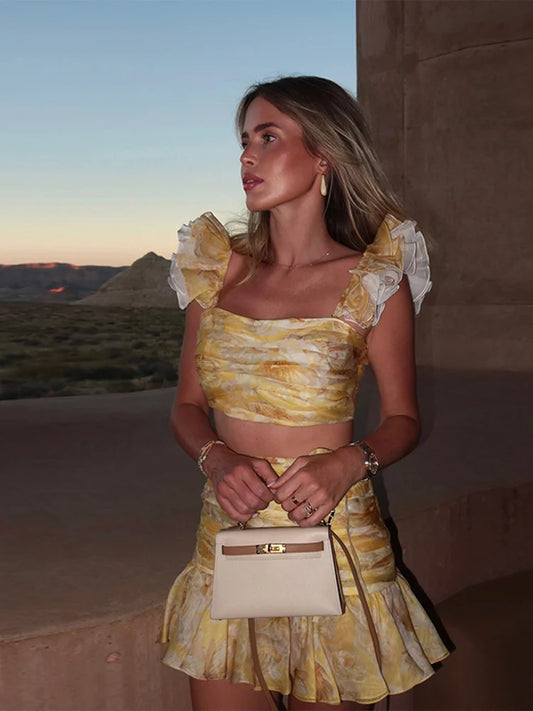 Summer Romance Layers Pleated Mini Co-Ord for Chic Girls