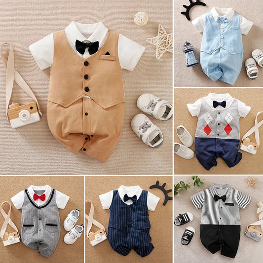 Baby Bodysuit Gentleman Style Handsome Formal Cotton Comfortable Soft Boys