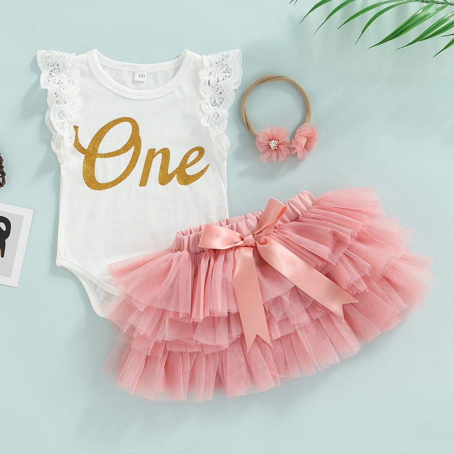 ma&baby 0-18M 1st Birthday Baby Girl Clothes Set Infant Newborn Toddler Letter Romper Ruffle Tulle Skirts Headband Outfit Summer