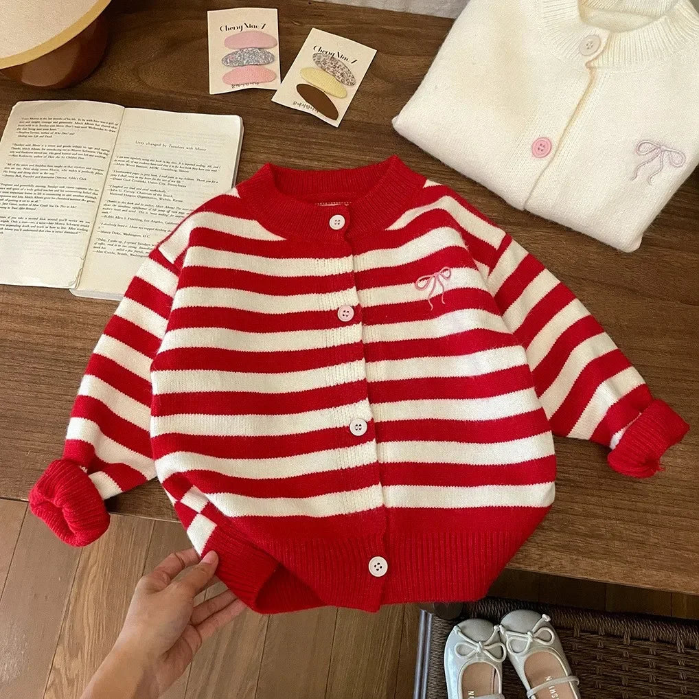 Girls Cardigans Knitting Tops Sweaters Baby School Outfits