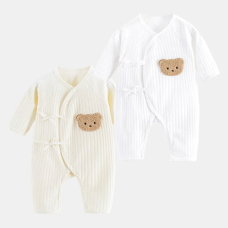 Newborn Baby Boy Girl Romper 100% Pure Cotton Soft Cartoon Bear Bodysuit with Hat