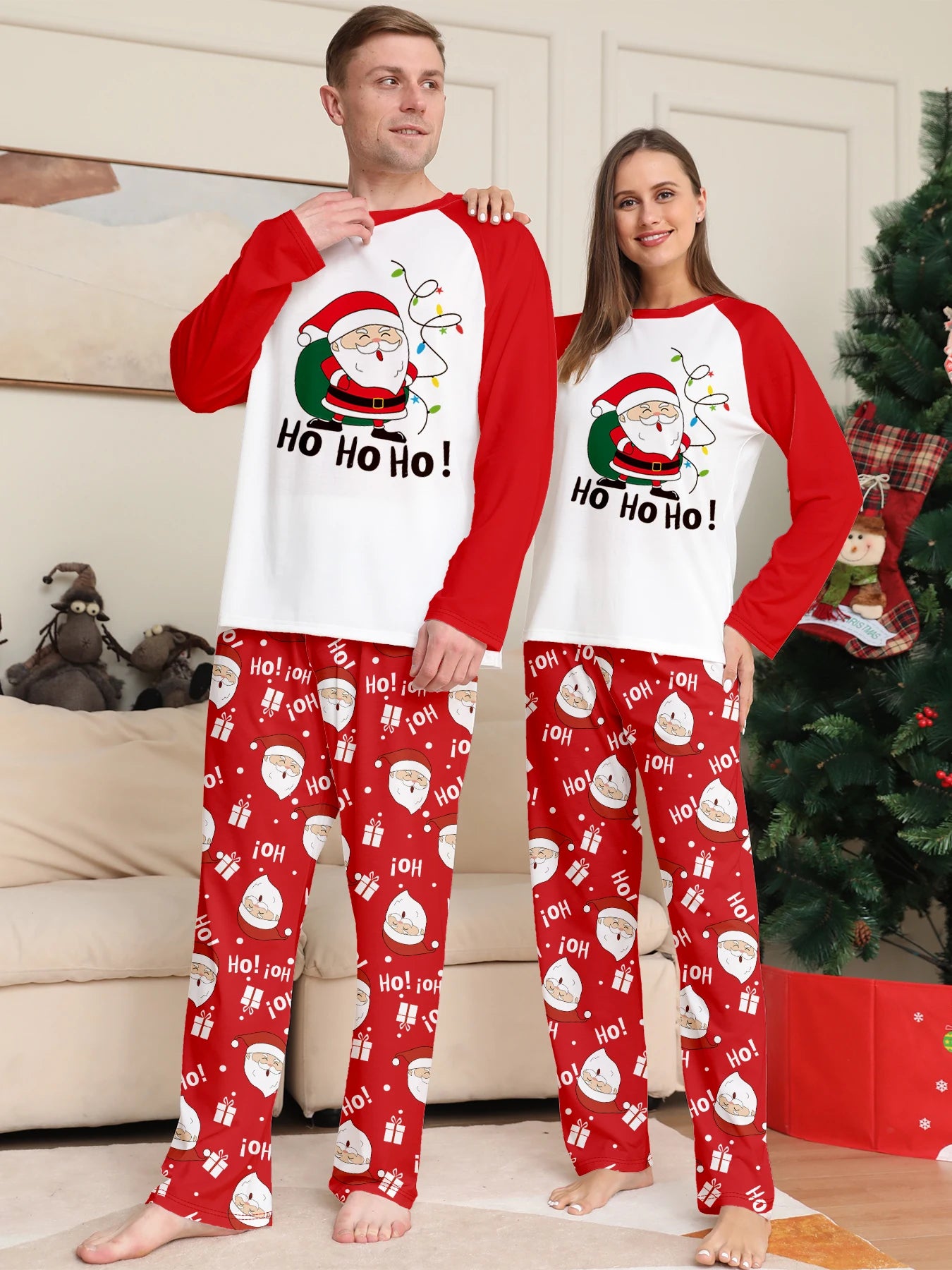 HO HO HO Printed Adult Kid Baby Family Matching Outfits Christmas Family Pj's