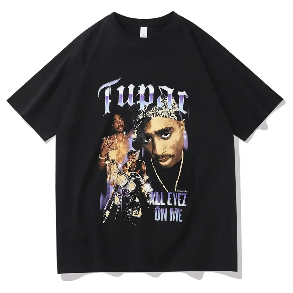 Rapper Tupac Hip Hop T-shirts Graphic Print Y2K Men T Shirt Streetwear Tops Unisex Harajuku Casual Oversized Cotton Tees