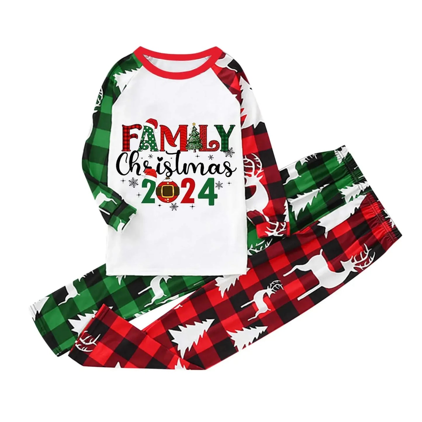 Family Christmas 2024 Matching Pajamas Set Letter Print Outfits Mom Dad Kids 2 Pcs Suit Sleepwear Baby Romper Xmas Look Pyjamas