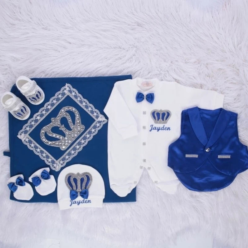 Newborn Baby Boy Outfits Blazer Vest Kids Clothing Cotton Infant Products Body Suit Shirt Pants Mittens Receiving Blanket