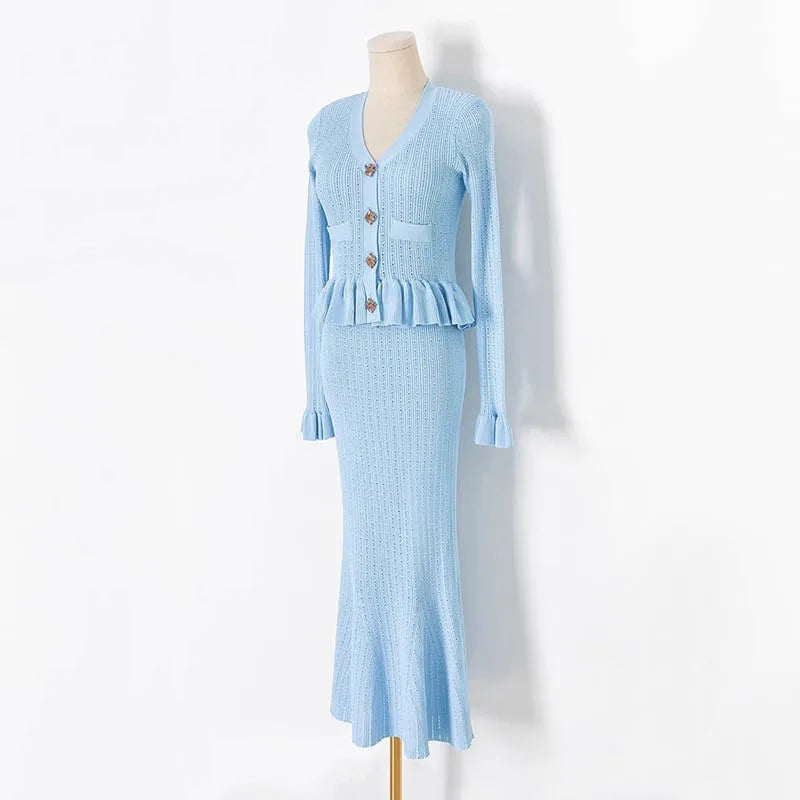 Elegant Knitted Two-Piece Coord & Dress