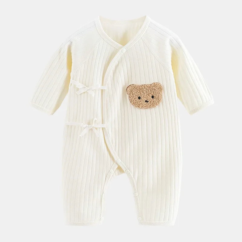 Newborn Baby Boy Girl Romper 100% Pure Cotton Soft Cartoon Bear Bodysuit with Hat