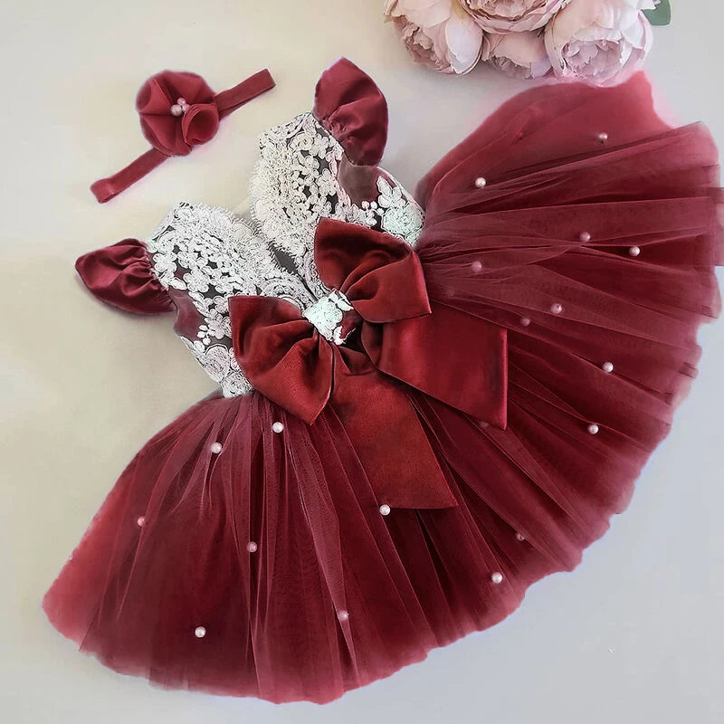 Girls Wedding Princess Dress Baby Kids Elegant Party Tutu Fluffy Prom Gown Children Bridesmaids Evening Tulle Birthday Dresses