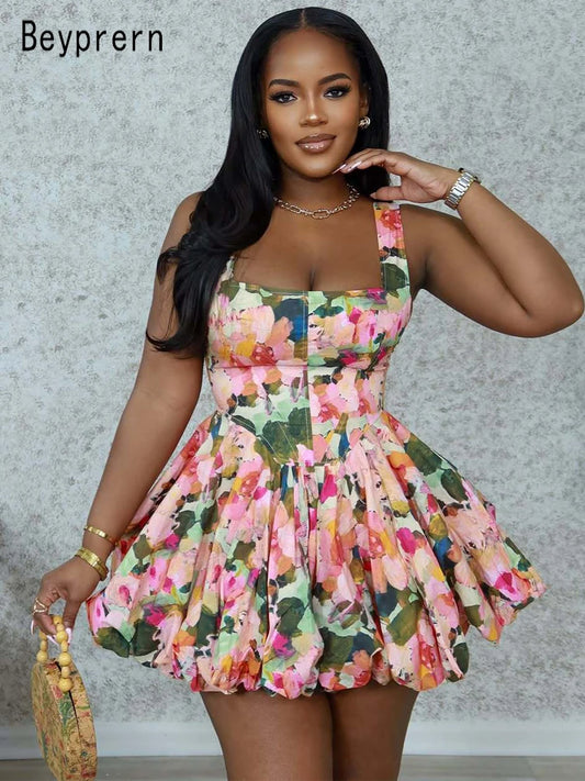 Bloom Chic Pop U-Neck Mini Sundress