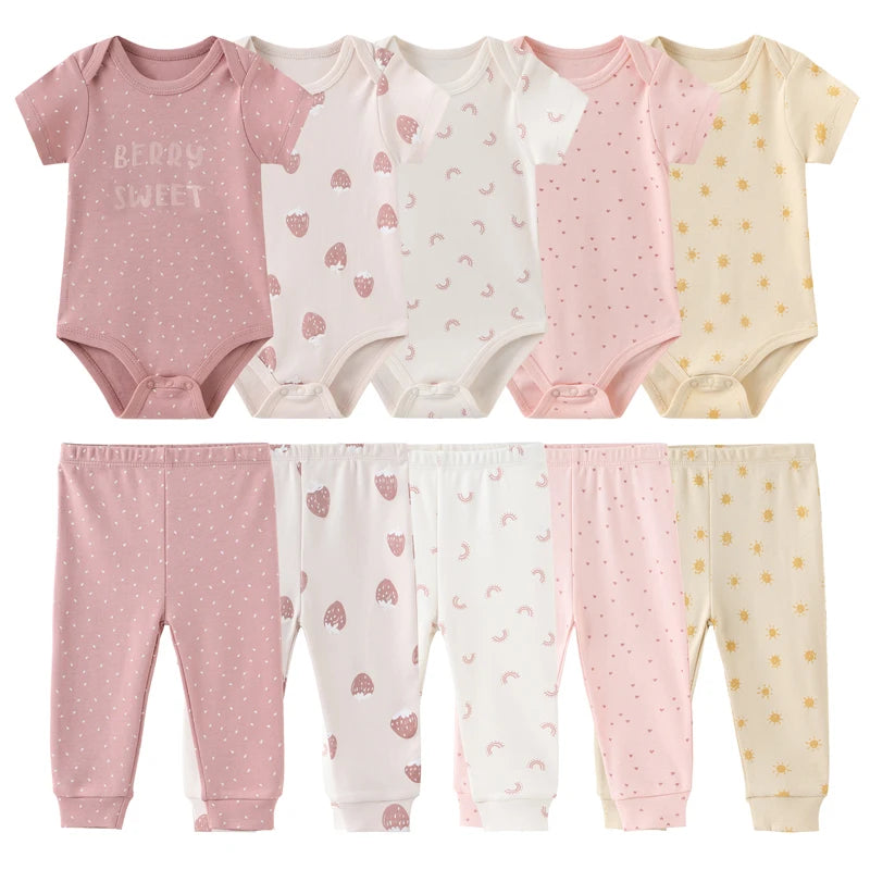 Fashion Unisex Baby Boy Girl Clothing Set Soft Newborn Bodysuits+Pants Infant Outfit Gift