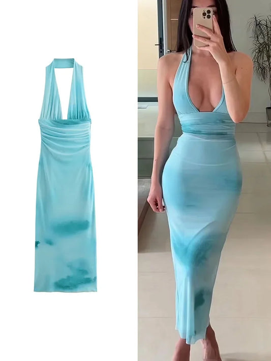 Women Sunkissed Waves Backless Beauty Dress