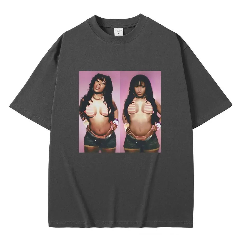 Rapper Nicki Minaj Graphic Print Tshirt Men Women Hip Hop Fashion Oversized T-shirts Streetwear Unisex Vintage Crewneck T Shirts