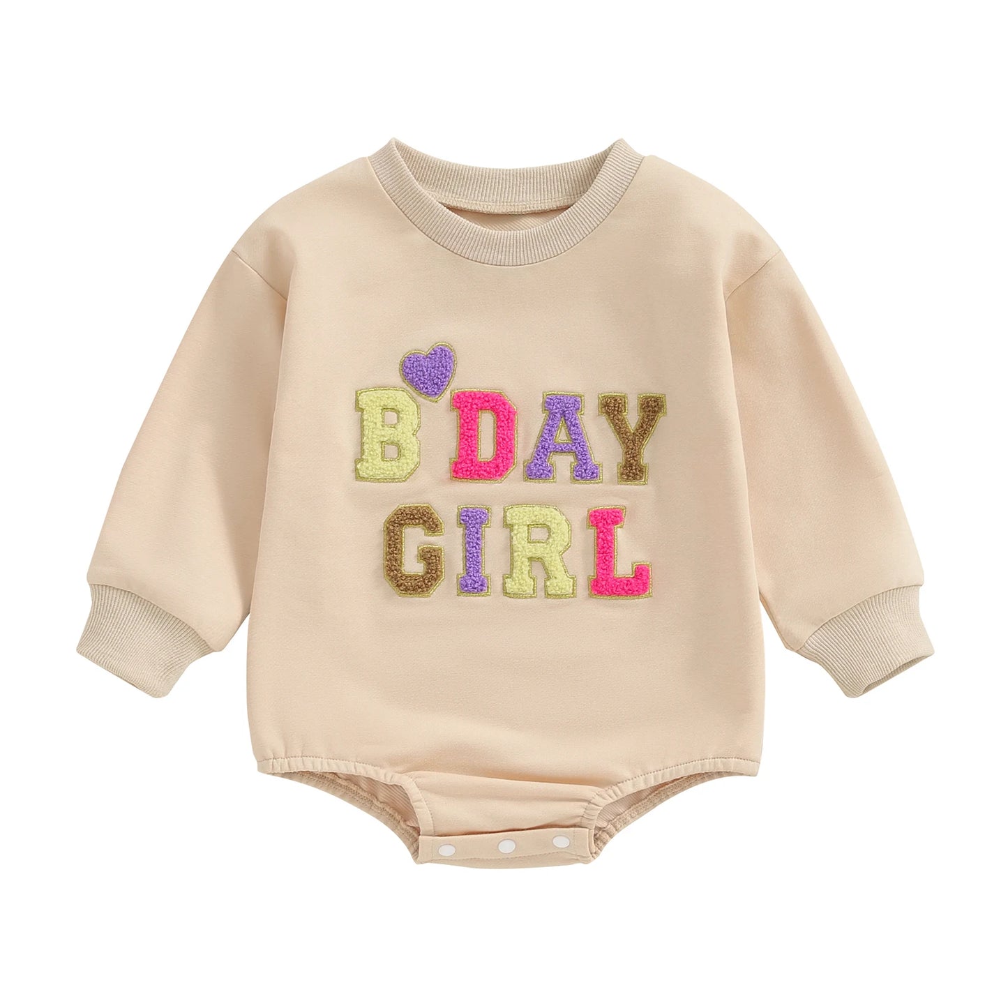 Citgeett Autumn Infant Baby Boys Girls Birthday Bodysuit Long Sleeve Letter Embroidery Playsuit Fall Clothes