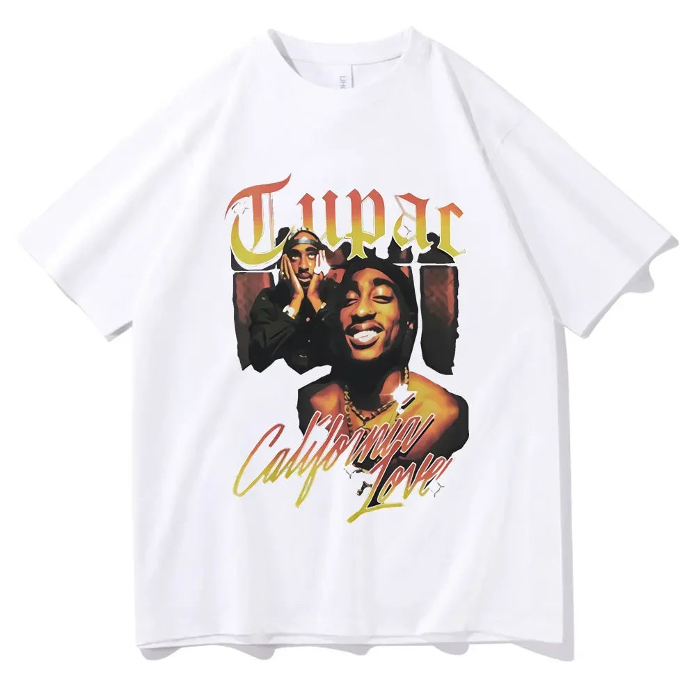 Rapper Tupac Hip Hop T-shirts Graphic Print Y2K Men T Shirt Streetwear Tops Unisex Harajuku Casual Oversized Cotton Tees