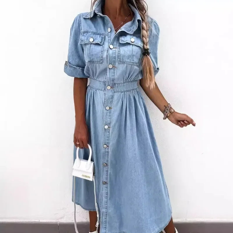 Blue Muse Vintage Button-Up Denim Maxi