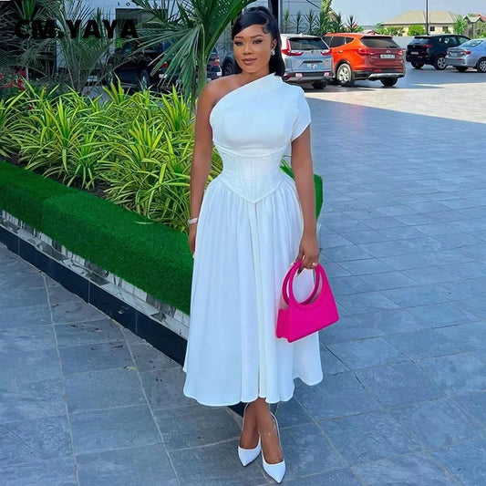 Women One Short Sleeve Tunic High Waist Maxi Chic Evening Dress