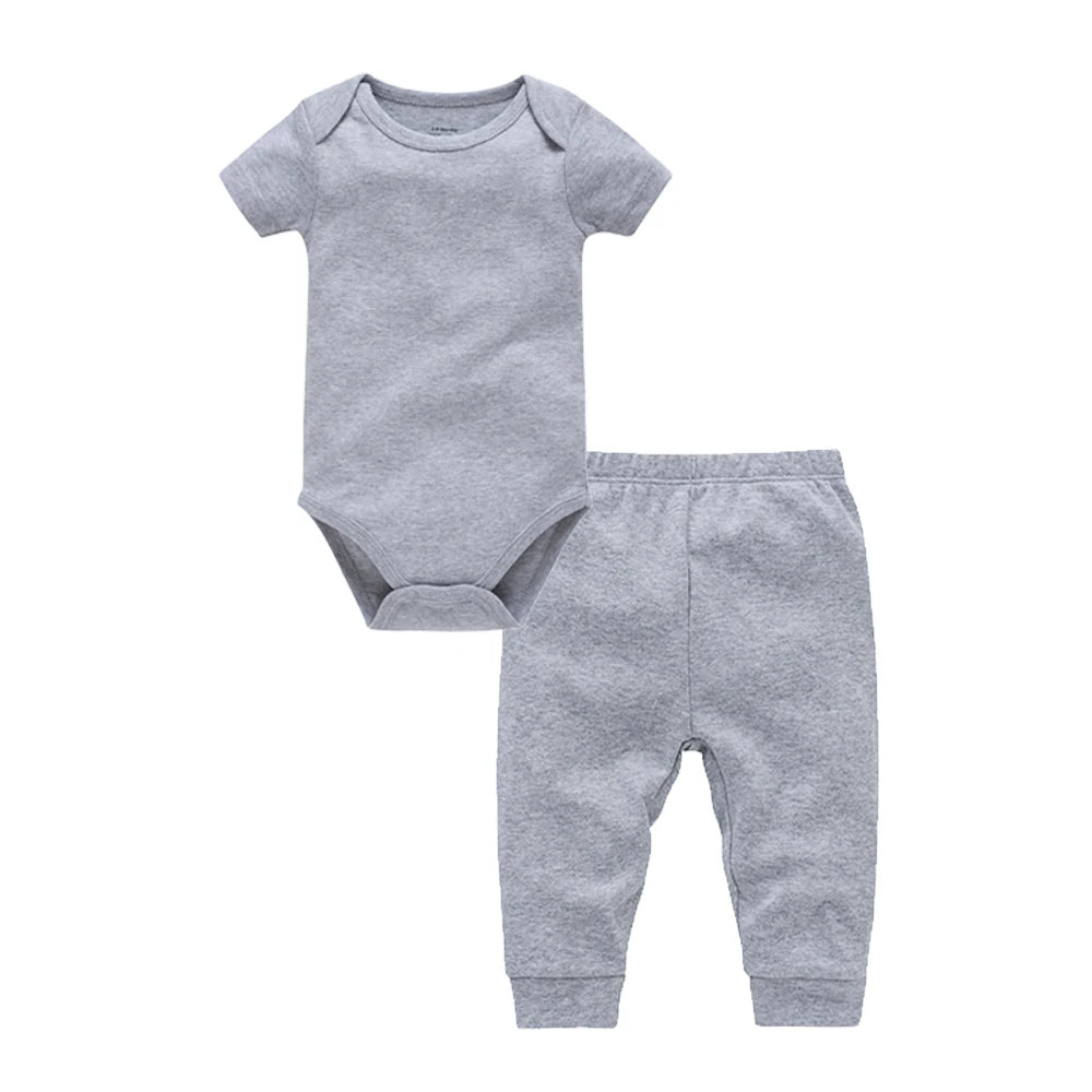 Baby Rompers Pants Set Plain Colors Short Sleeve Bodysuit