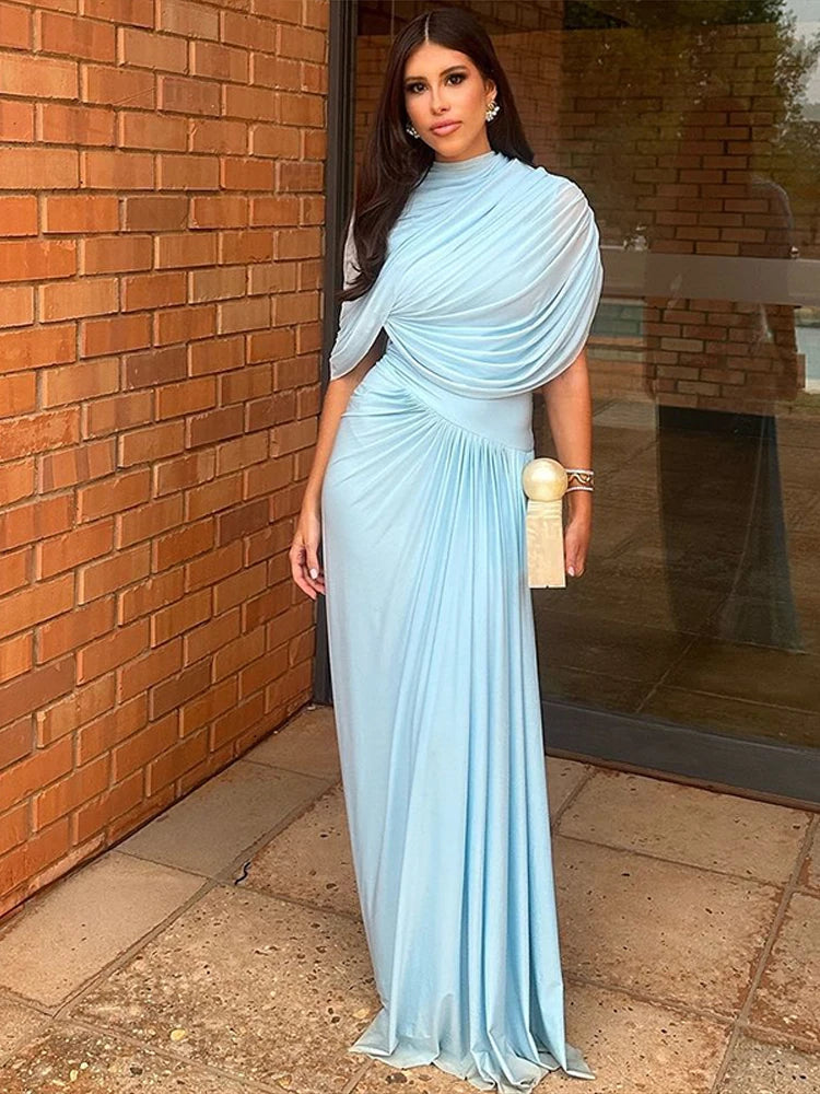 Elegant Ocean Drape Dress