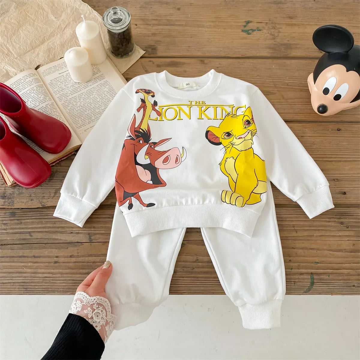 Lion Printed Sweatshirt Suit Baby Clothes Loose Fashion Cartoon Tracksuit Spring New Kids Long Sleeved Tops + Pants 2pc/set