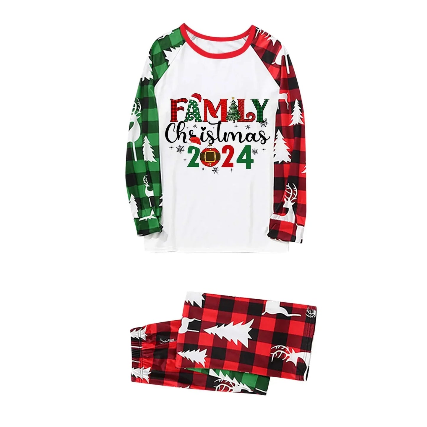 Family Christmas 2024 Matching Pajamas Set Letter Print Outfits Mom Dad Kids 2 Pcs Suit Sleepwear Baby Romper Xmas Look Pyjamas