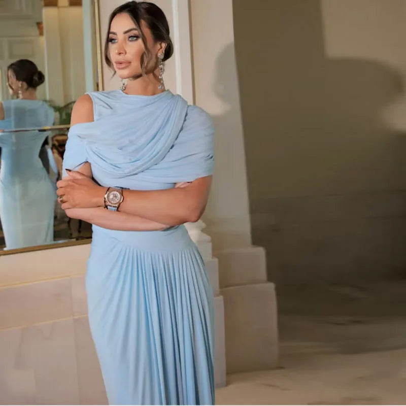 Elegant Ocean Drape Dress