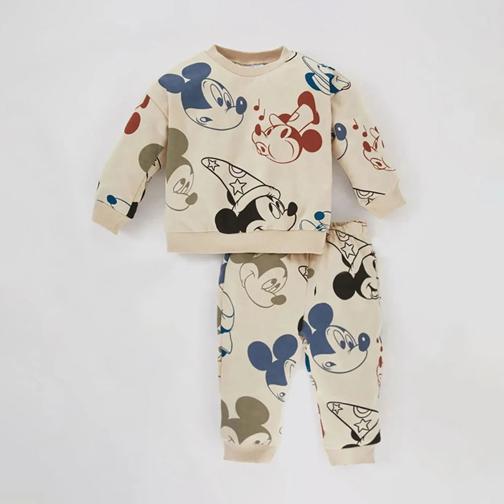2Pcs Baby Boy Clothes Set Mickey Long Sleeve Kids Sweatshirts + Pants Spring Autumn Toddler Baby Girl Tracksuit Clothing