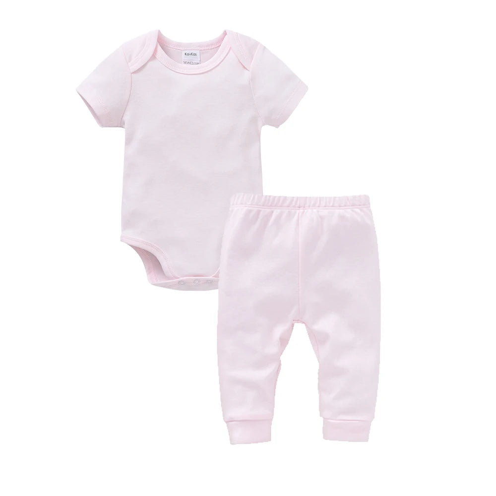 Baby Rompers Pants Set Plain Colors Short Sleeve Bodysuit