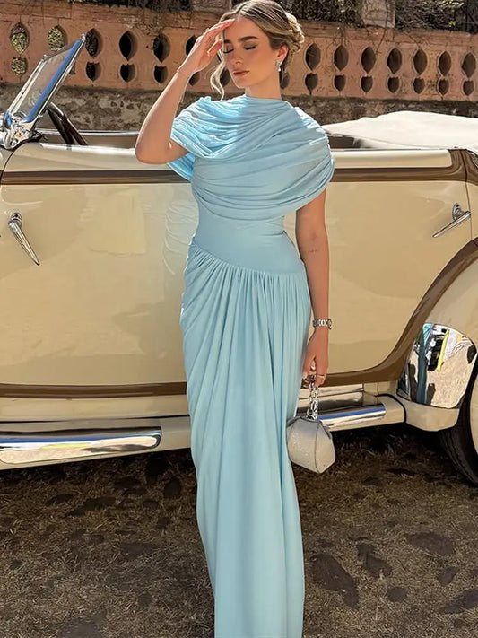 Elegant Ocean Drape Dress