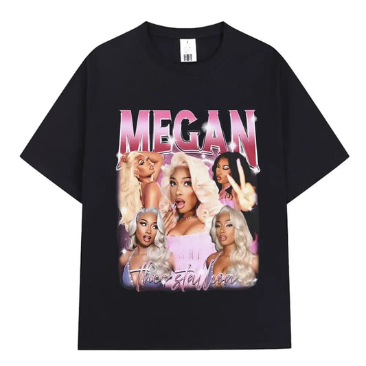 Rapper Megan Thee Stallion Graphics Print T Shirt Hot Girl Summer Tour Women Women Hip Hop Vintage T Shirts 100% Cotton T-shirt