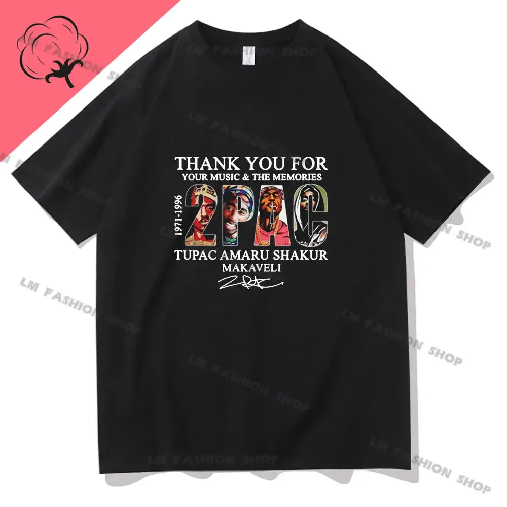 Hip Hop Women Men TShirt Rapper Tupac Graphic Print T-shirts Y2K Streetwear Cotton Tops Unisex Harajuku Casual Short Sleeve Tees