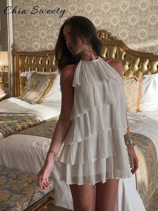 Ruffle Muse Halter Mini Dress