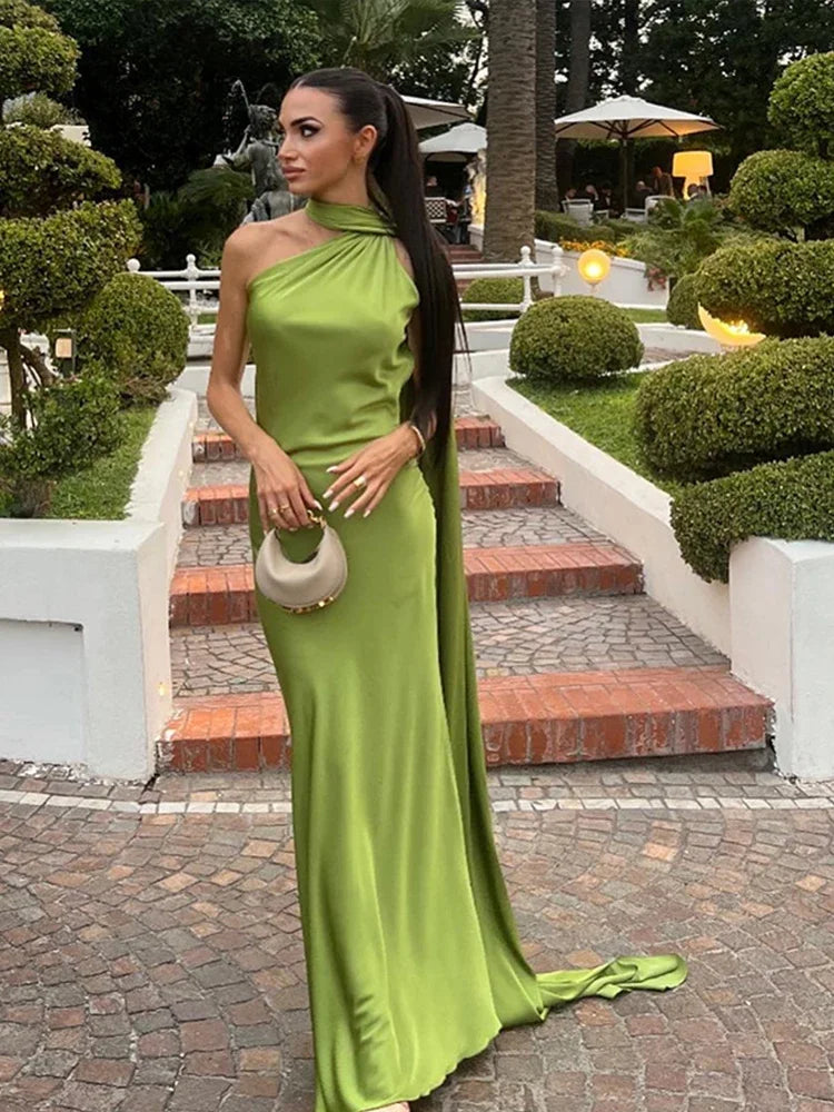 Elysian Boho Empress Halter Drape Maxi Dress