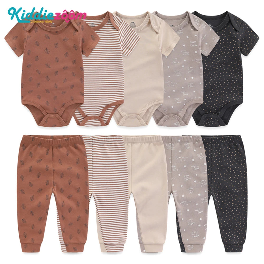 Fashion Unisex Baby Boy Girl Clothing Set Soft Newborn Bodysuits+Pants Infant Outfit Gift