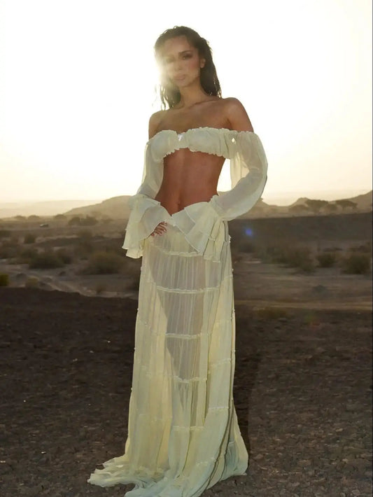 Skirt Set Women A Line Skirt High Waist Beach Skirt Bandage Super Short Top Summer Beach Holiday Party Bathing Suit