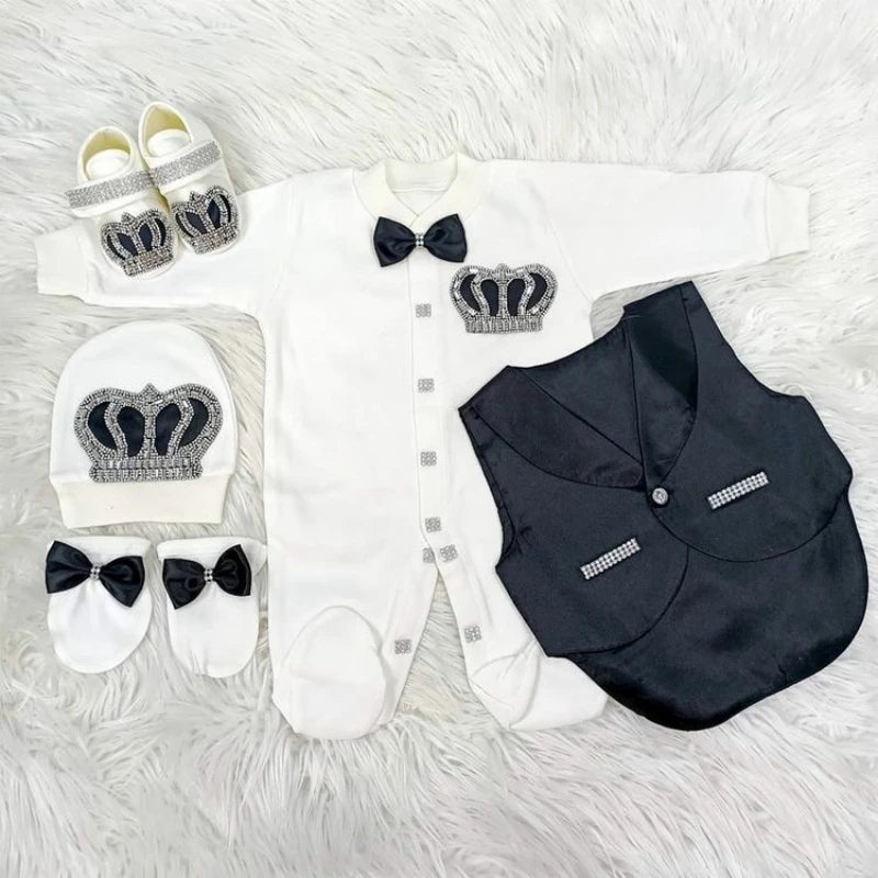 Newborn Baby Boy Outfits Blazer Vest Kids Clothing Cotton Infant Products Body Suit Shirt Pants Mittens Receiving Blanket