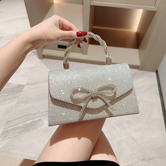Luxury Style With Elegance Diamond Butterfly Knot Chain Handbag