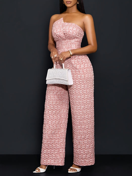 Vintage Off-Shoulder Floral Rosé Romance Jumpsuit
