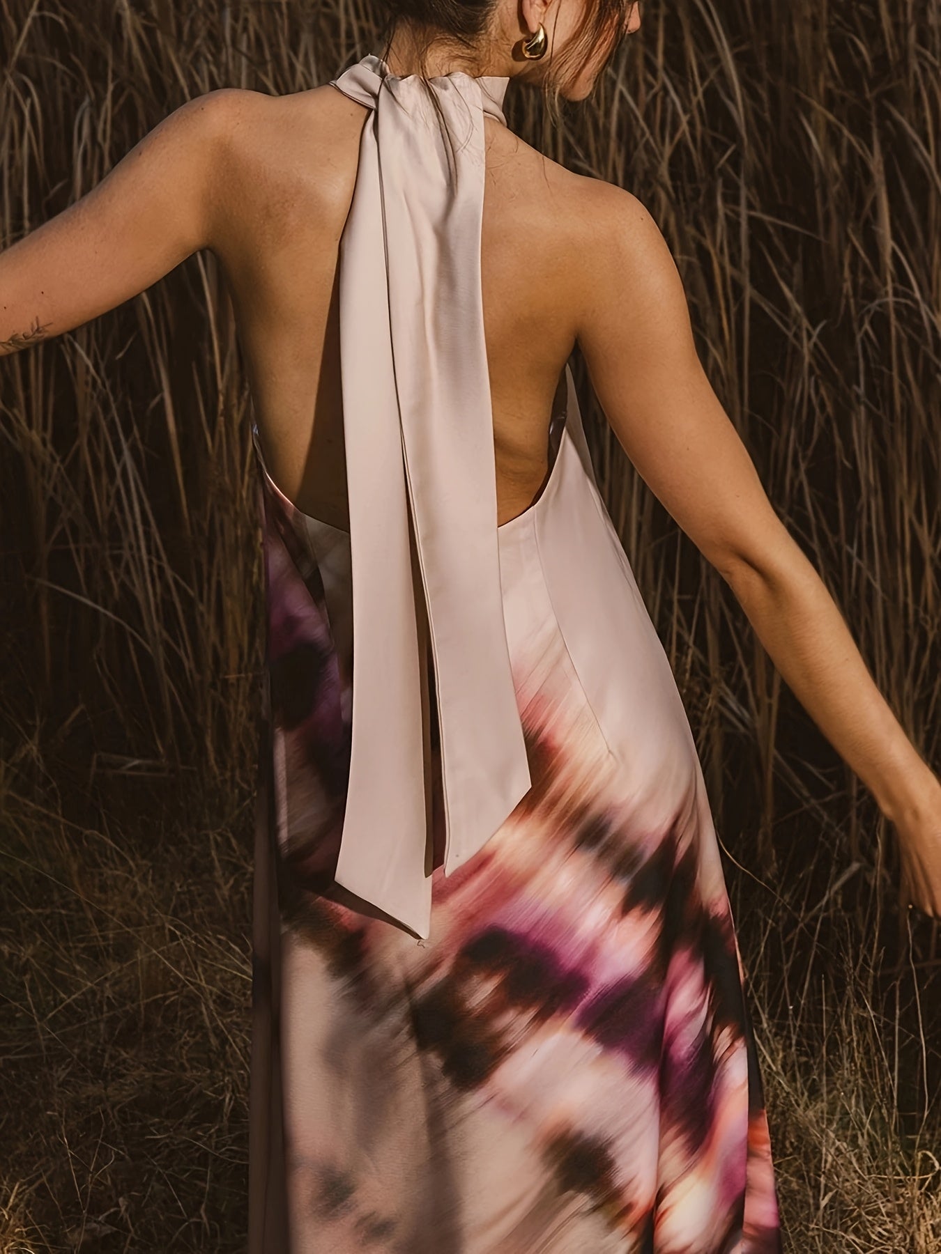 Tie-Dye Halter Waves of Elegance Dress