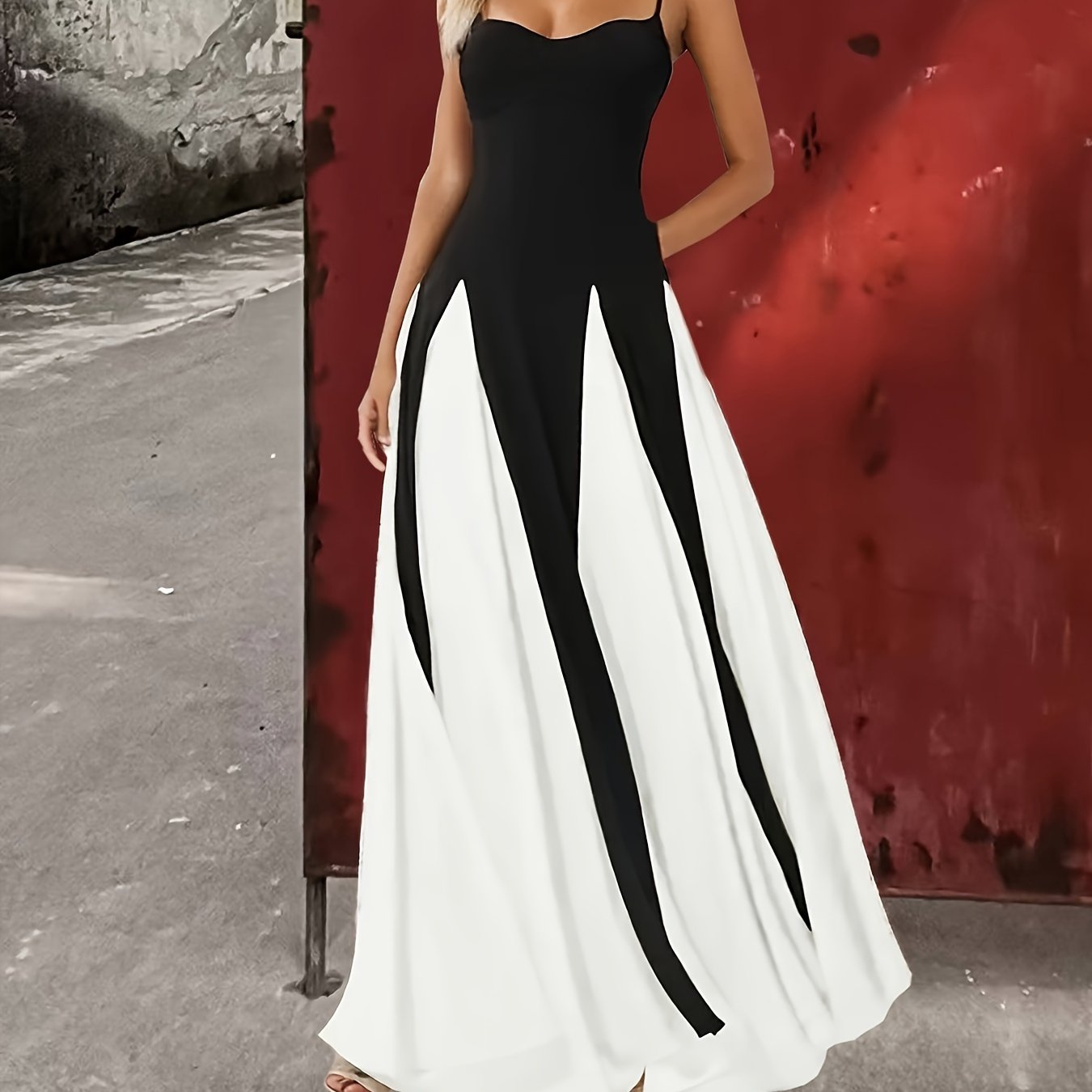 Women's Elegant Strapless Divine Contrast Dress