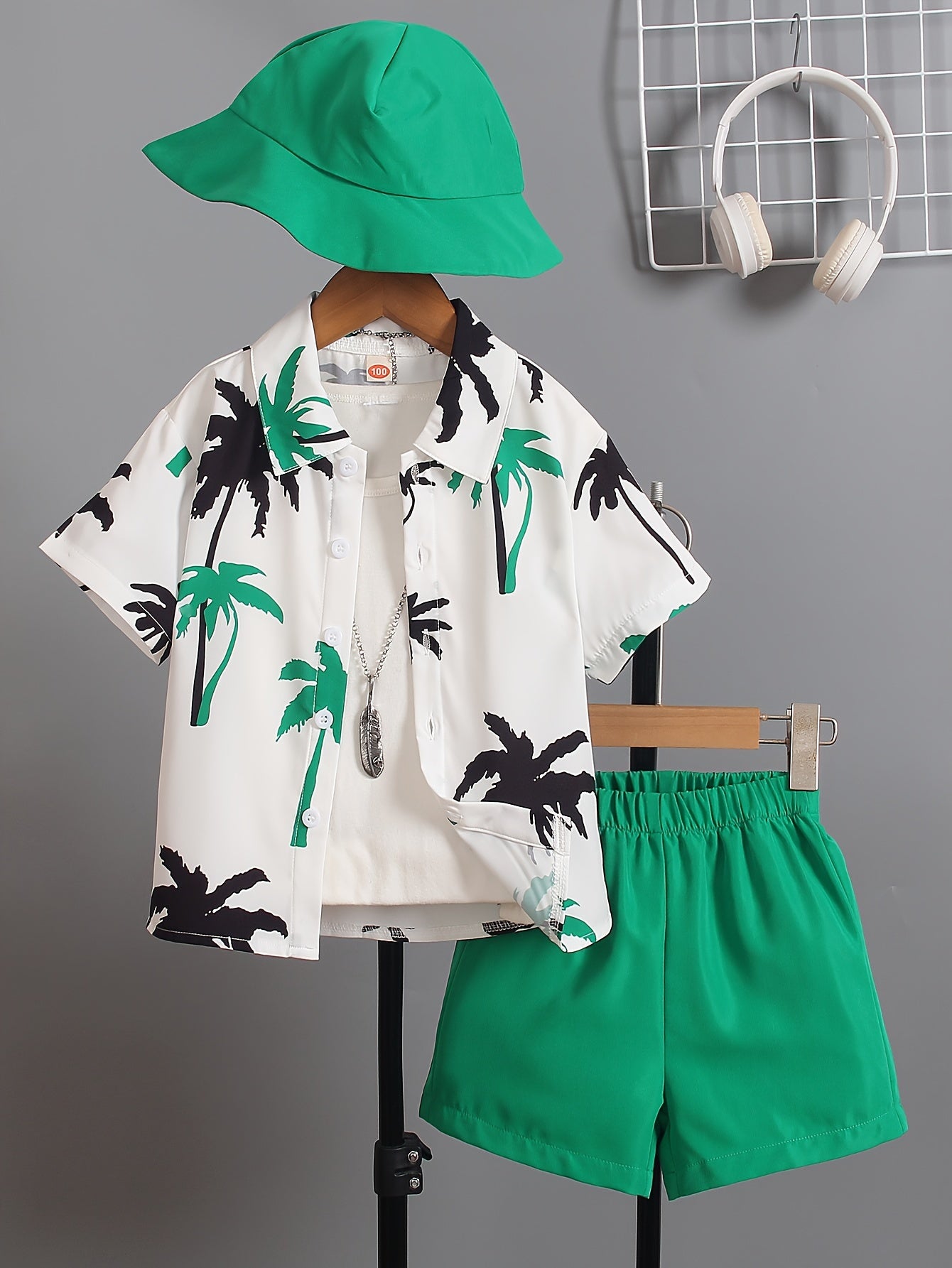 Boys Casual Coconut Tree Outdoor Wear