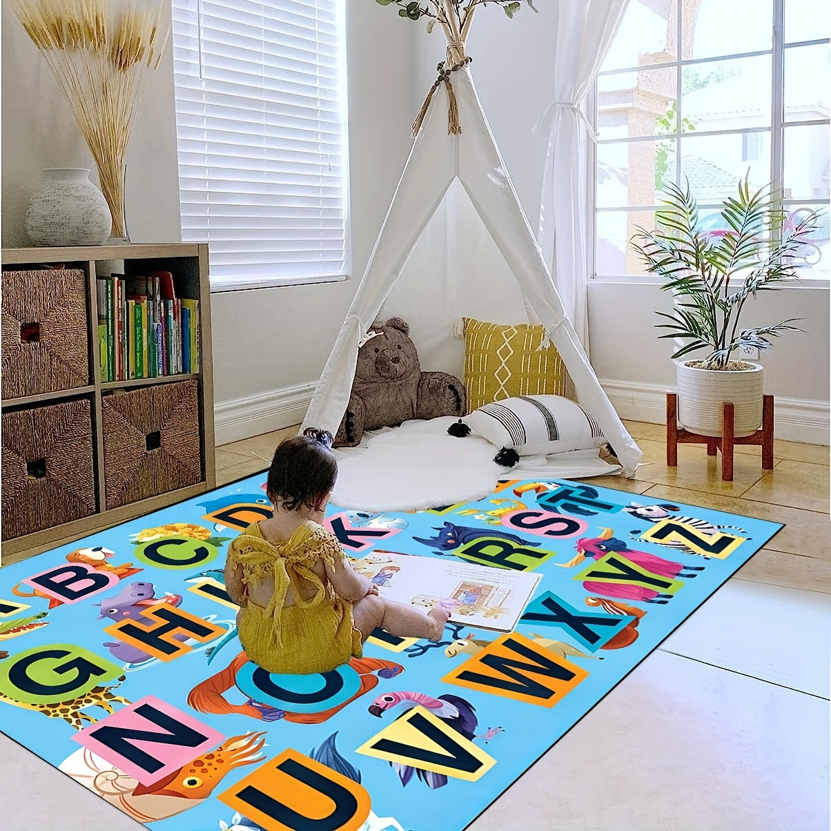 Educational Play Mat for Kids - ABC, Numbers, Animals Design