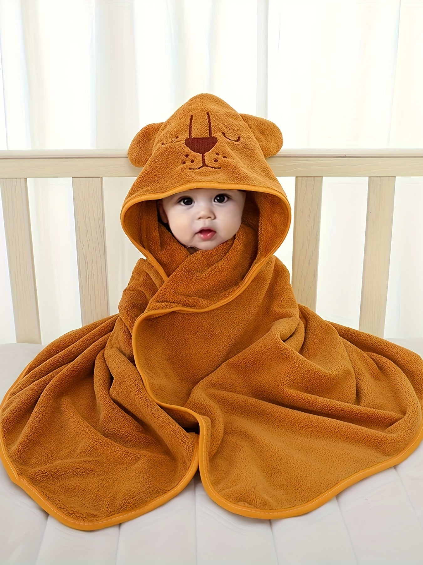 Adorable Animal Design Baby Boy's Soft Hooded Bathrobe