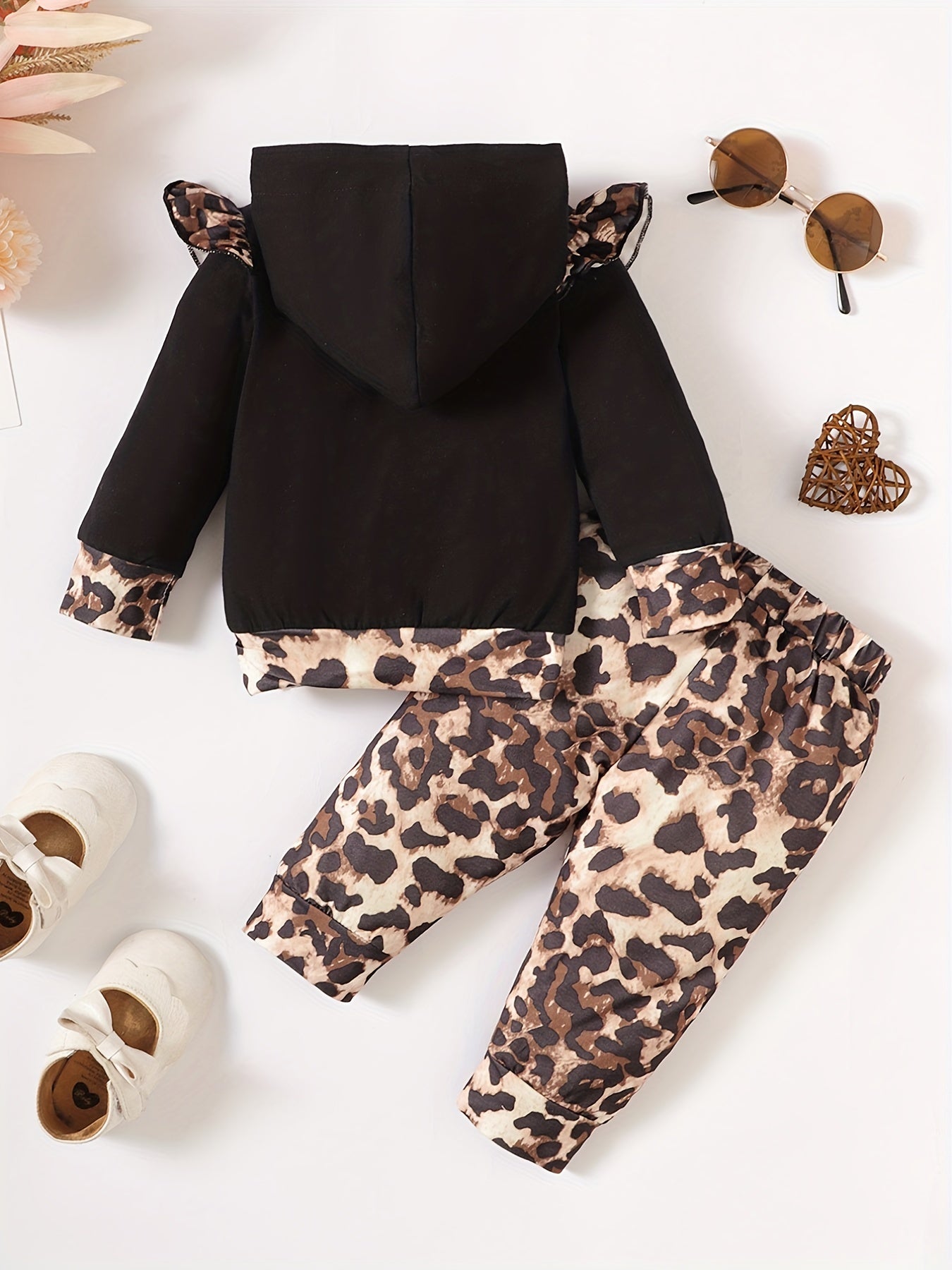 Leopard Pattern Baby Girls Hoodie &  Matching Pants Set