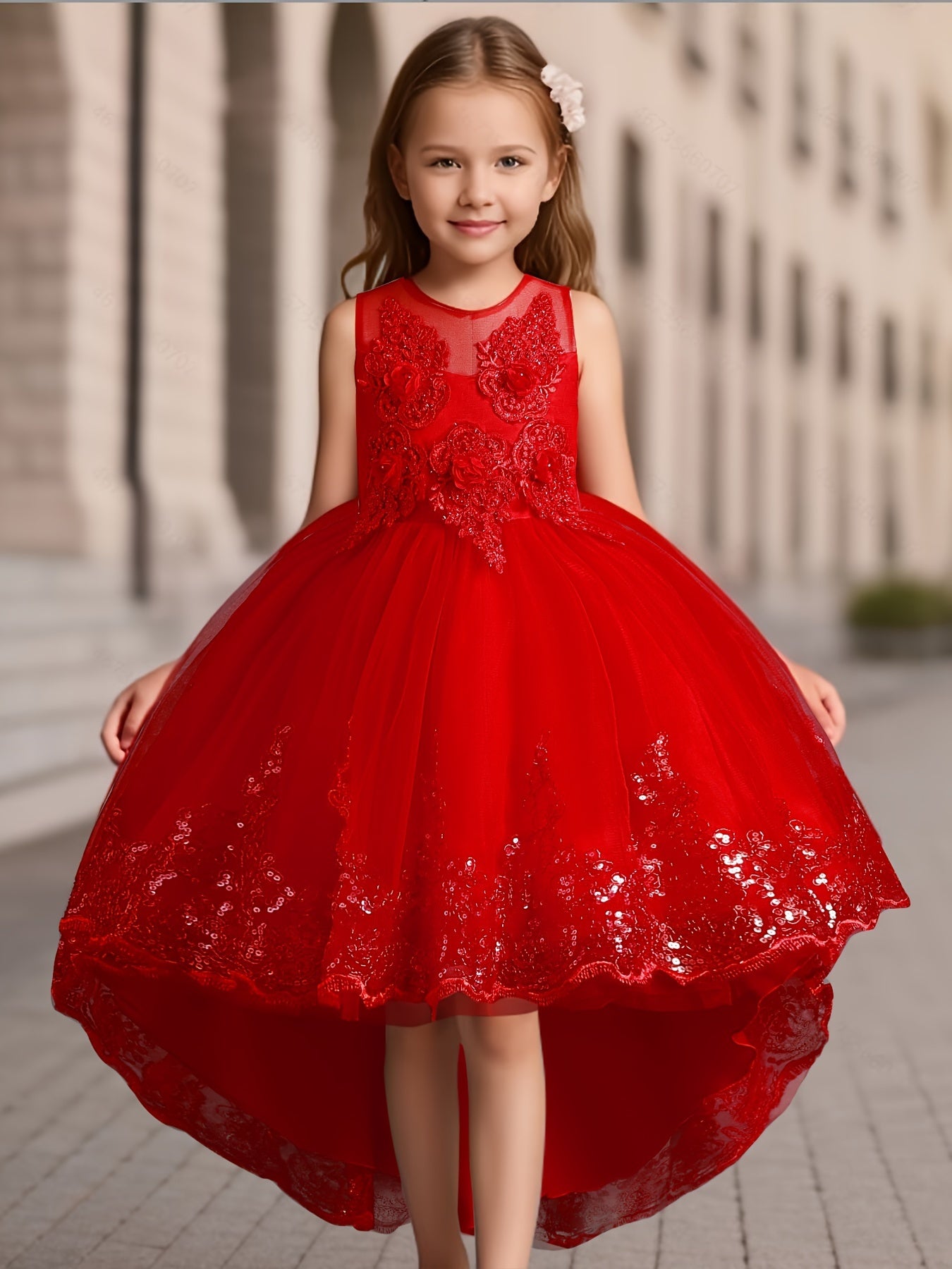 Elegant Embroidered Lace Princess Tutu Dress for Girls