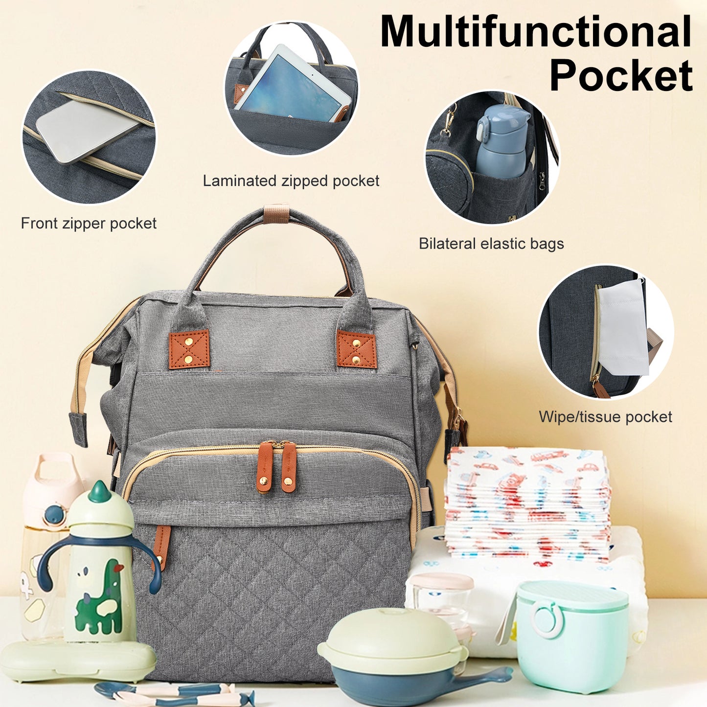 Diaper Bag Backpack,Baby Diaper Bags, Multifunctional Diaper Backpack