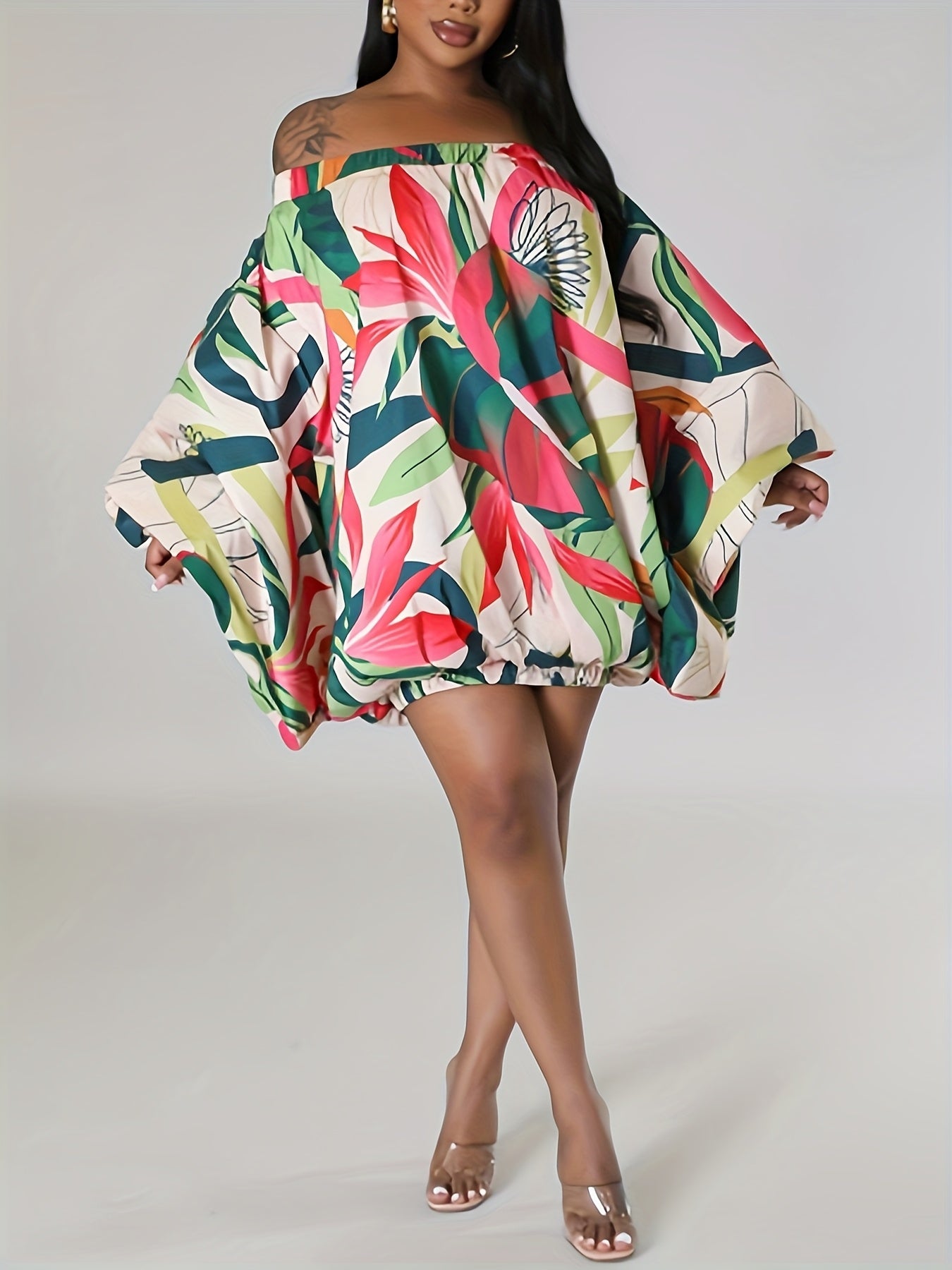 Vibrant Off-Shoulder Elegance