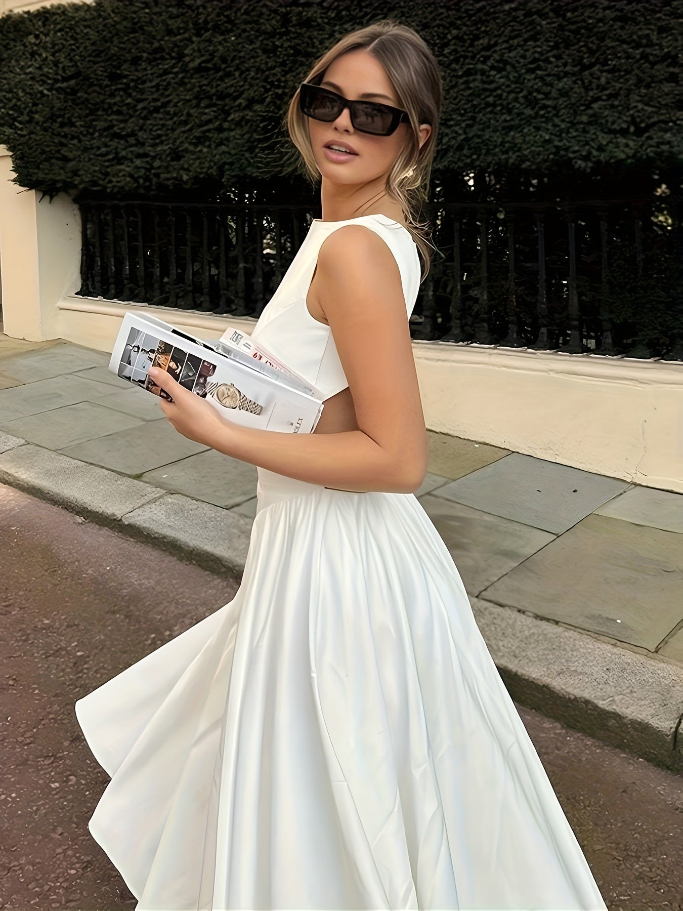 Women's Off-Shoulder Sleeveless Ivory Breeze Dress
